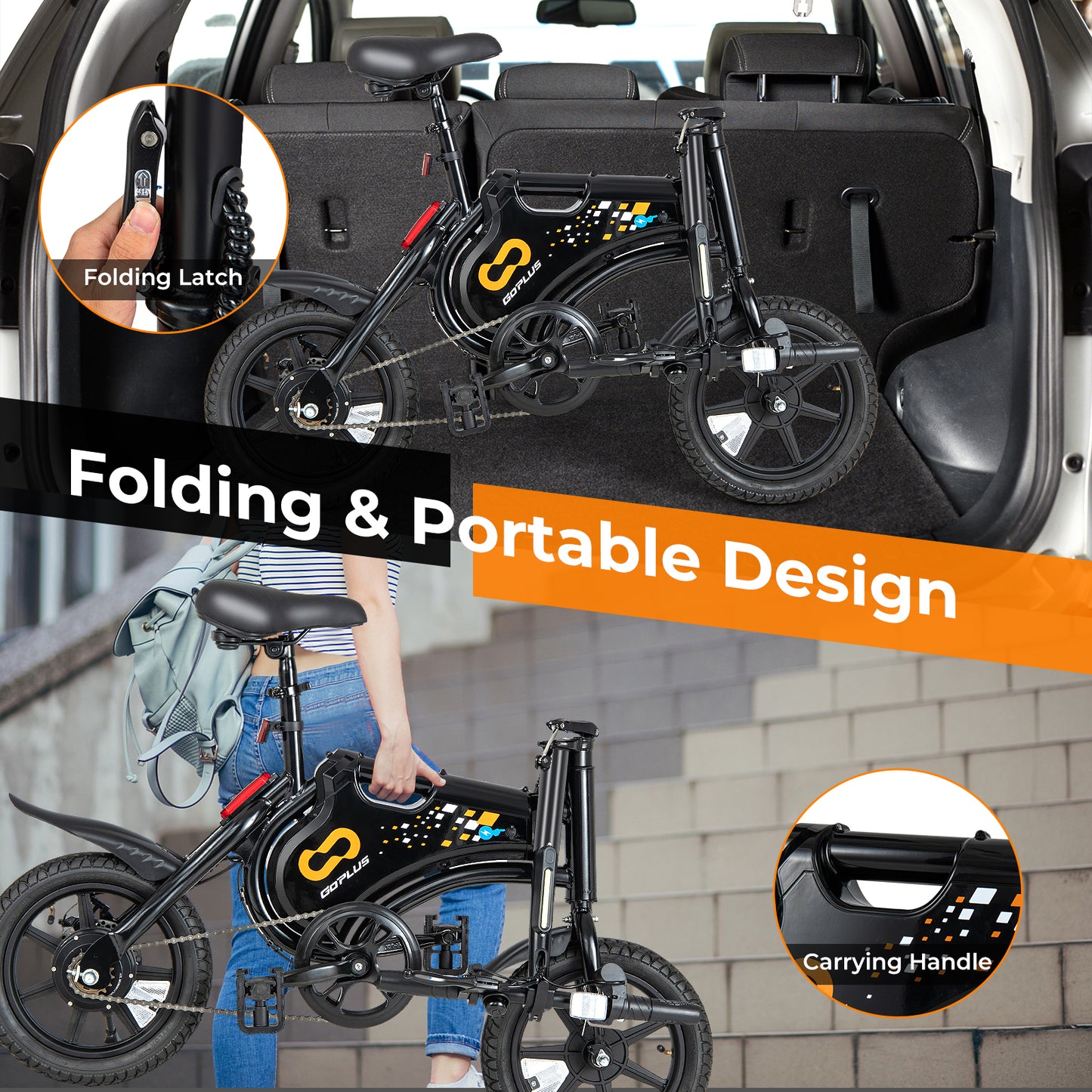 Folding Electric Bike, 350W Motor, 36V Battery, Black Exercise Machines at Gallery Canada