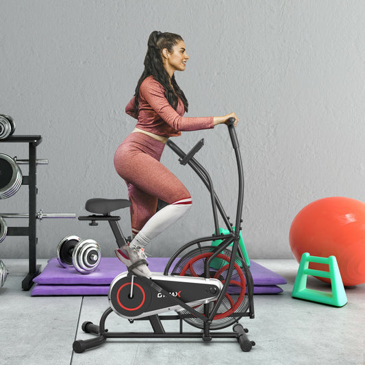 Upright Air Bike Fan Exercise Bike, Adjustable Seat, Black Exercise Bikes Black at Gallery Canada
