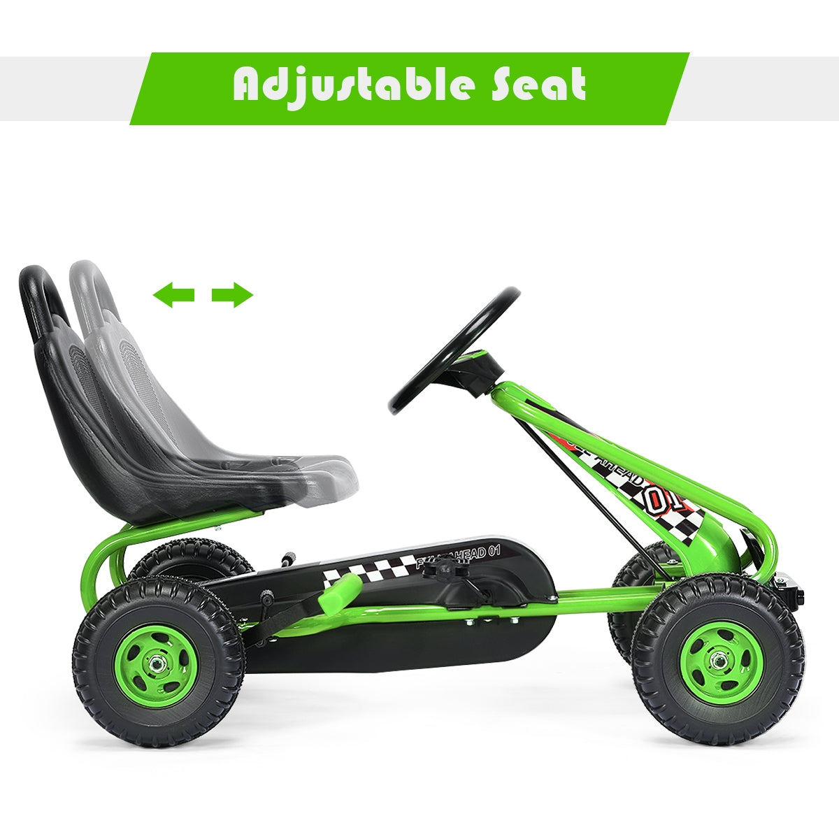 4 Wheel Pedal Ride On, Adjustable Seat, Green Powered Ride On Toys at Gallery Canada