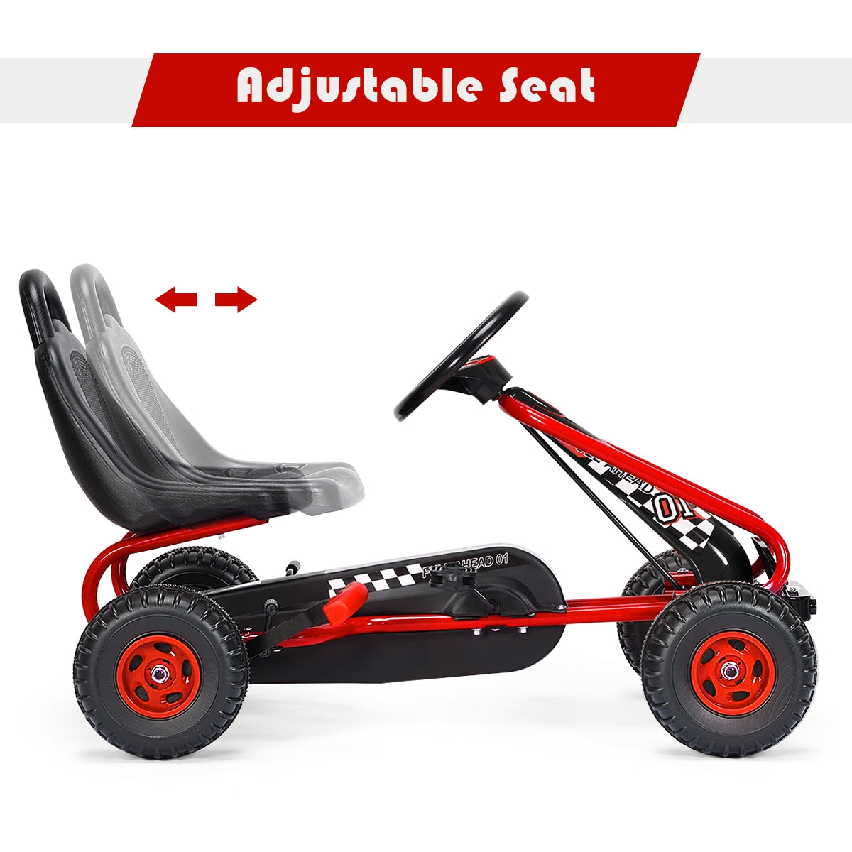 4 Wheel Pedal Ride On, Adjustable Seat, Red Powered Ride On Toys at Gallery Canada