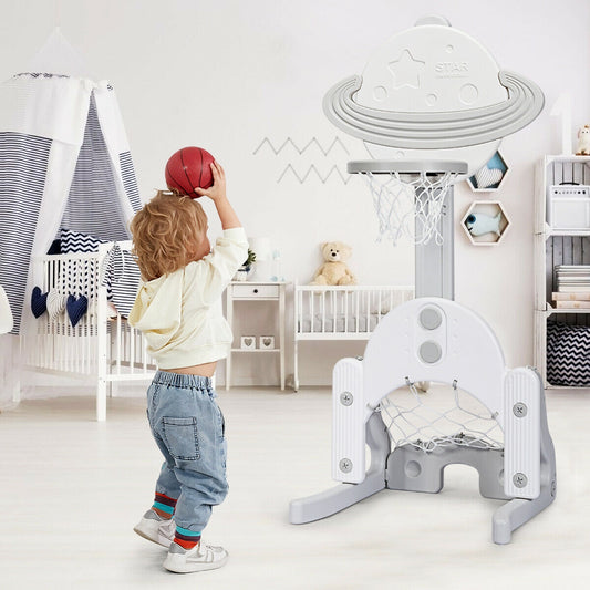 3 in 1 Kids Basketball Hoop Set with Balls, White Toy Sports White at Gallery Canada