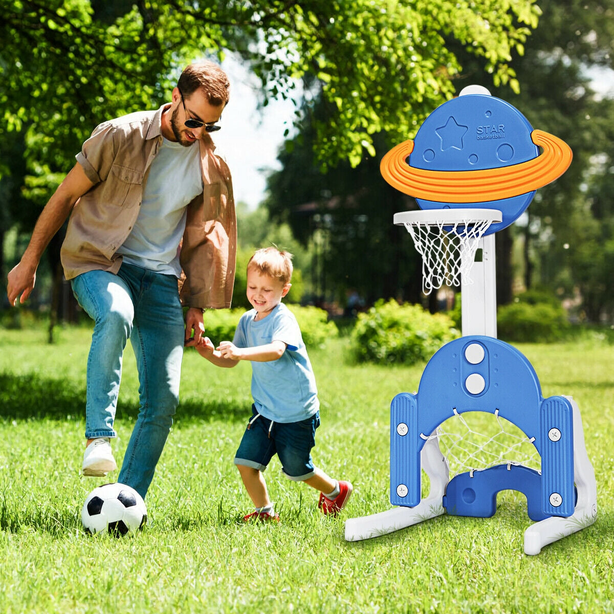 Kids Basketball Hoop Set, 3 In 1, Blue Toy Sports at Gallery Canada