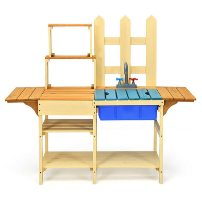 Kid's Outdoor Wooden Pretend Cook Kitchen Playset Toy, Natural at Gallery Canada