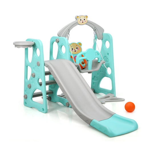 3 in 1 Toddler Climber and Swing Set Slide Playset, Green
