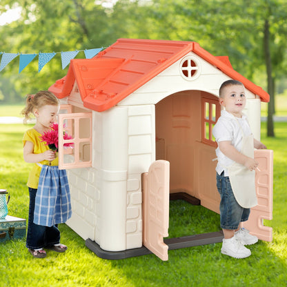 Kid’s Playhouse Pretend Toy House For Boys and Girls 7 Pieces Toy Set, Pink