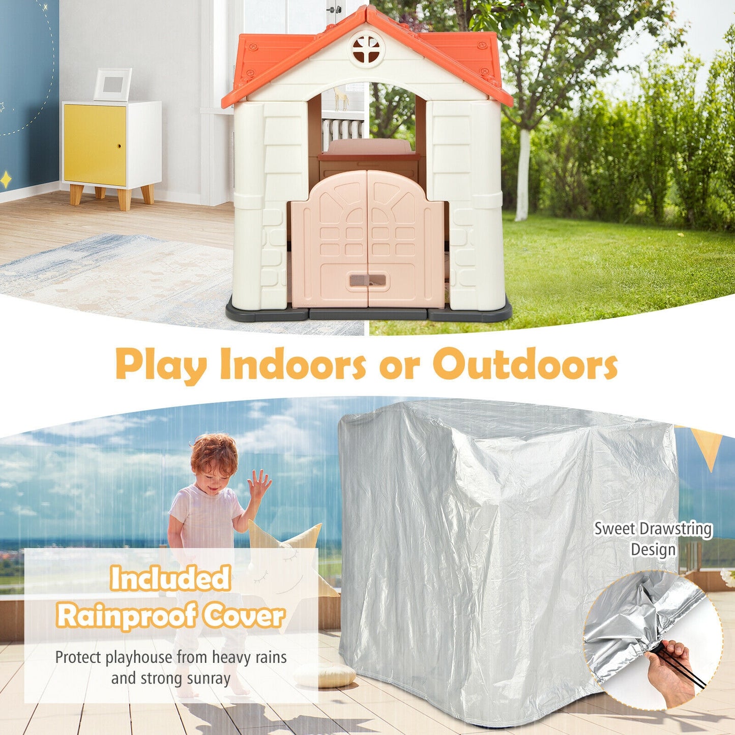 Kids Playhouse Pretend Toy House, 7 Piece Set, Pink Play Tents & Playhouse at Gallery Canada