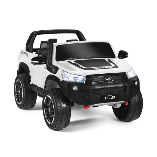 2*12V Licensed Toyota Hilux Ride On Truck Car 2-Seater 4WD with Remote White, White
