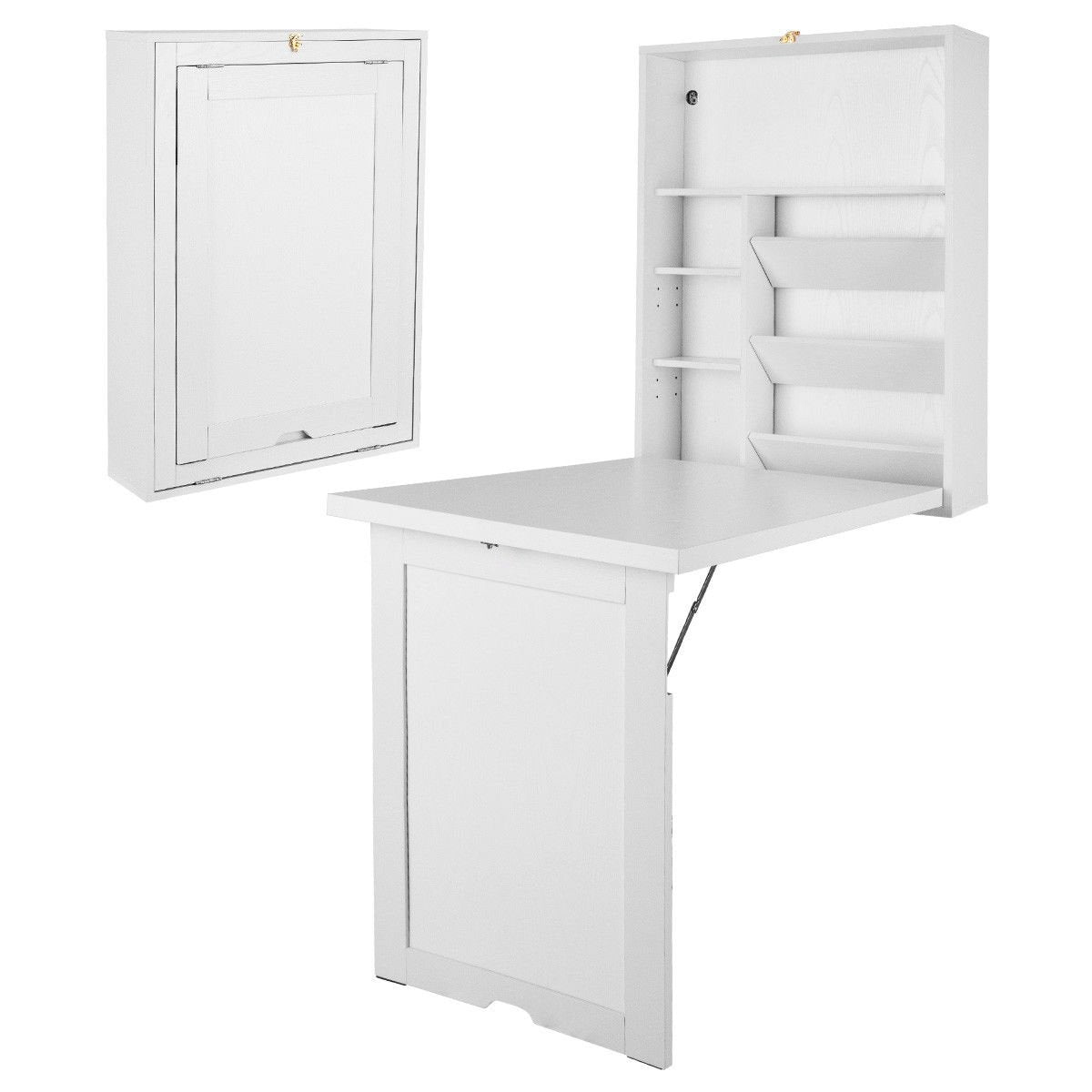 Wall Mounted Fold-Out Convertible Floating Desk Space Saver, White at Gallery Canada