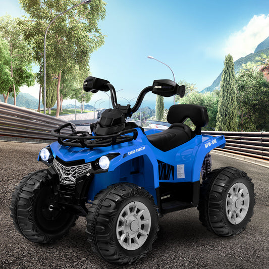 12V Kids Ride On ATV 4 Wheeler with MP3 and Headlights, Blue Powered Ride On Toys Blue at Gallery Canada