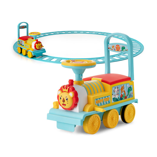 6V Electric Kids Ride On Car Train, 16 Pieces Tracks, Blue Powered Ride On Toys Blue at Gallery Canada