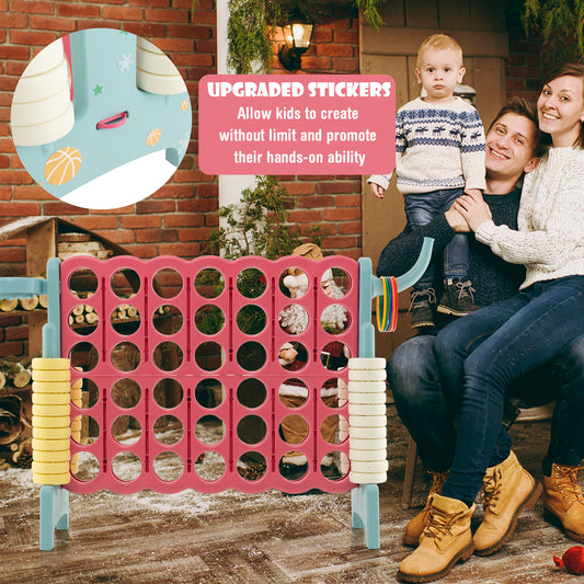 4-In-A-Row Connect Game, Basketball Hoop, Toss Ring, Multicolor