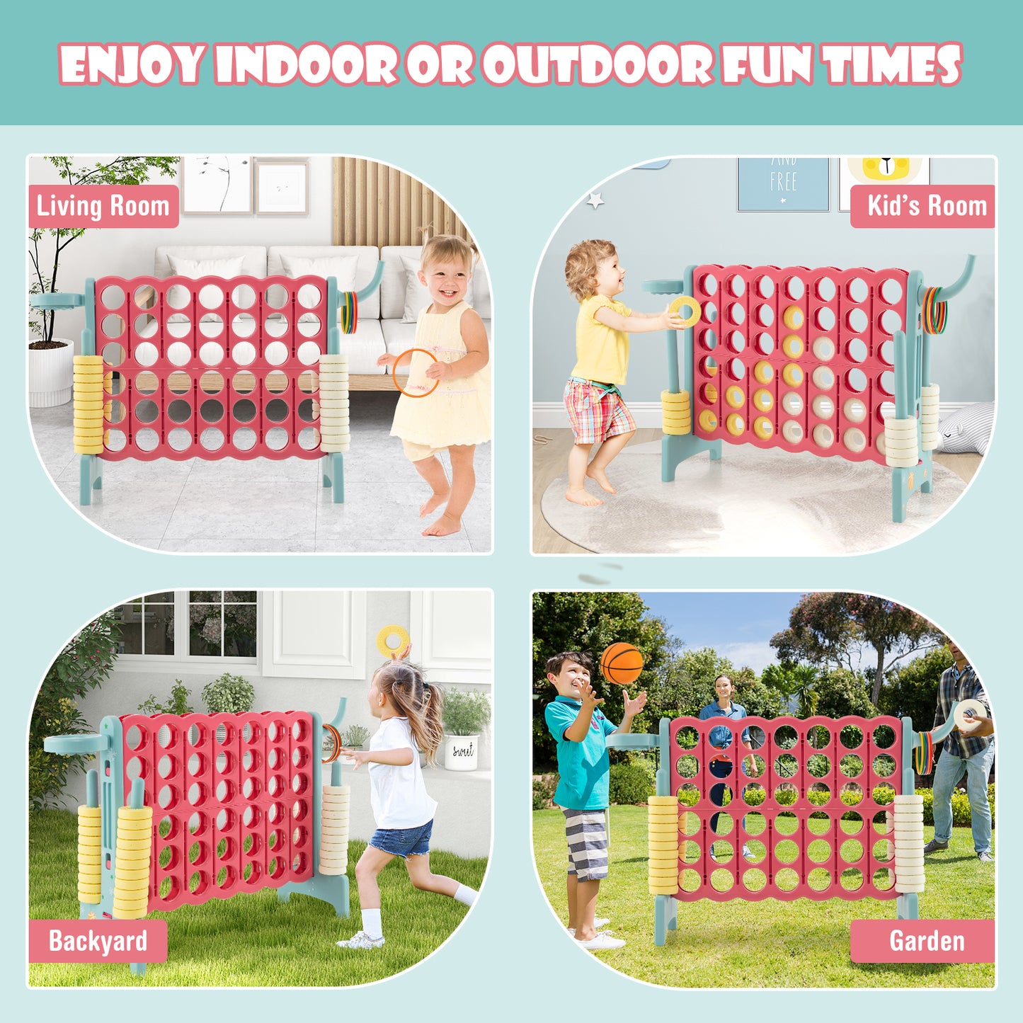 4-in-a-Row Connect Game with Basketball Hoop and Toss Ring, Multicolor Lawn Games at Gallery Canada