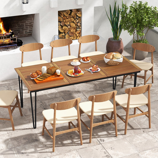 79 Inch 8-Person Outdoor Dining Table, 1.9 Inch Umbrella Hole, Natural Patio Dining Tables Natural at Gallery Canada