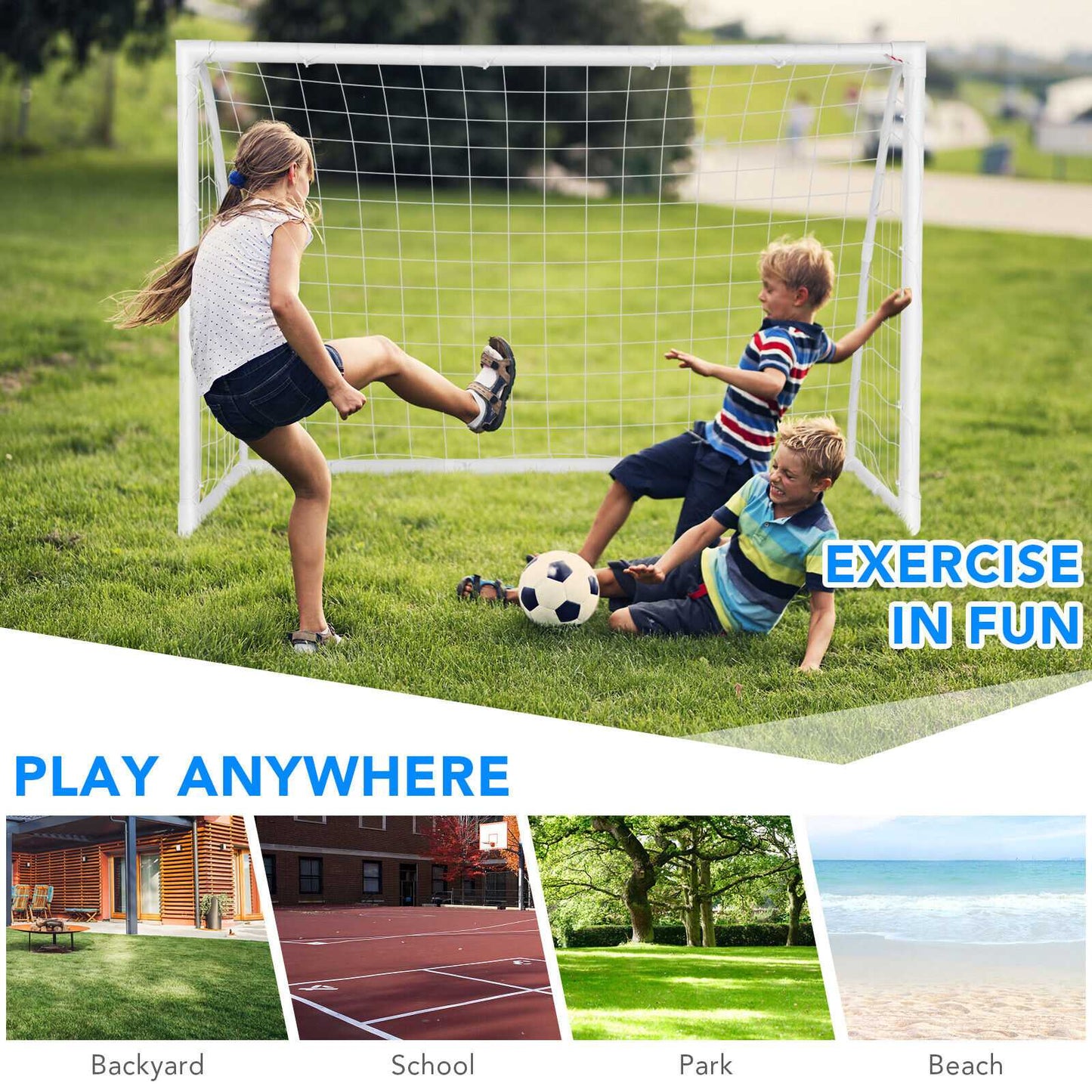6 x 4 Feet Soccer Goal, Strong UPVC Frame, White Sport Equipments at Gallery Canada