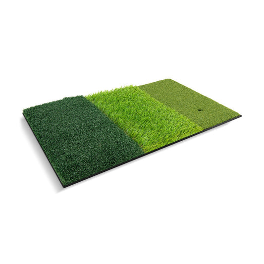 25 x 16 Inch Tri-Turf 3-in-1 Golf Hitting Mat Realistic Synthetic Turf with Tee Holder, Green