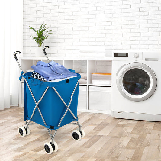 Folding Shopping Cart, Water-Resistant Canvas Bag, Blue Kitchen Tools Blue at Gallery Canada