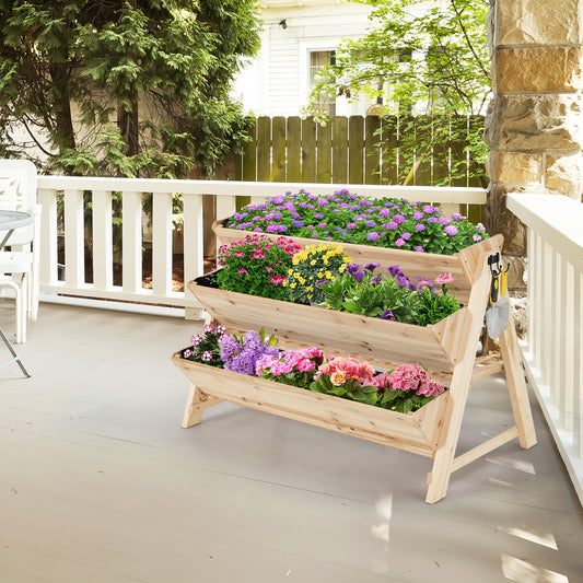 3 Tier Wooden Vertical Raised Garden Bed, Natural Raised Garden Beds Natural at Gallery Canada