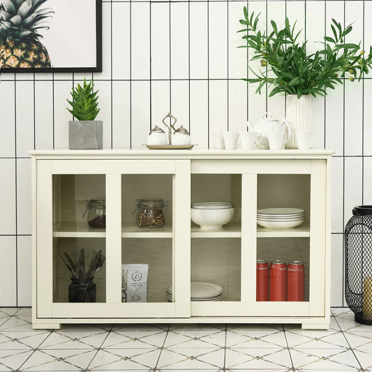 Sideboard Buffet Cabinet With Sliding Door, Antique White, White Sideboards Cabinets & Buffets White at Gallery Canada