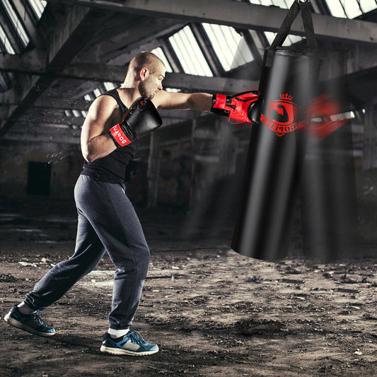 Filled Punching Bag Set With Boxing Gloves, 63 lbs, Black Boxing & Martial Arts Black at Gallery Canada