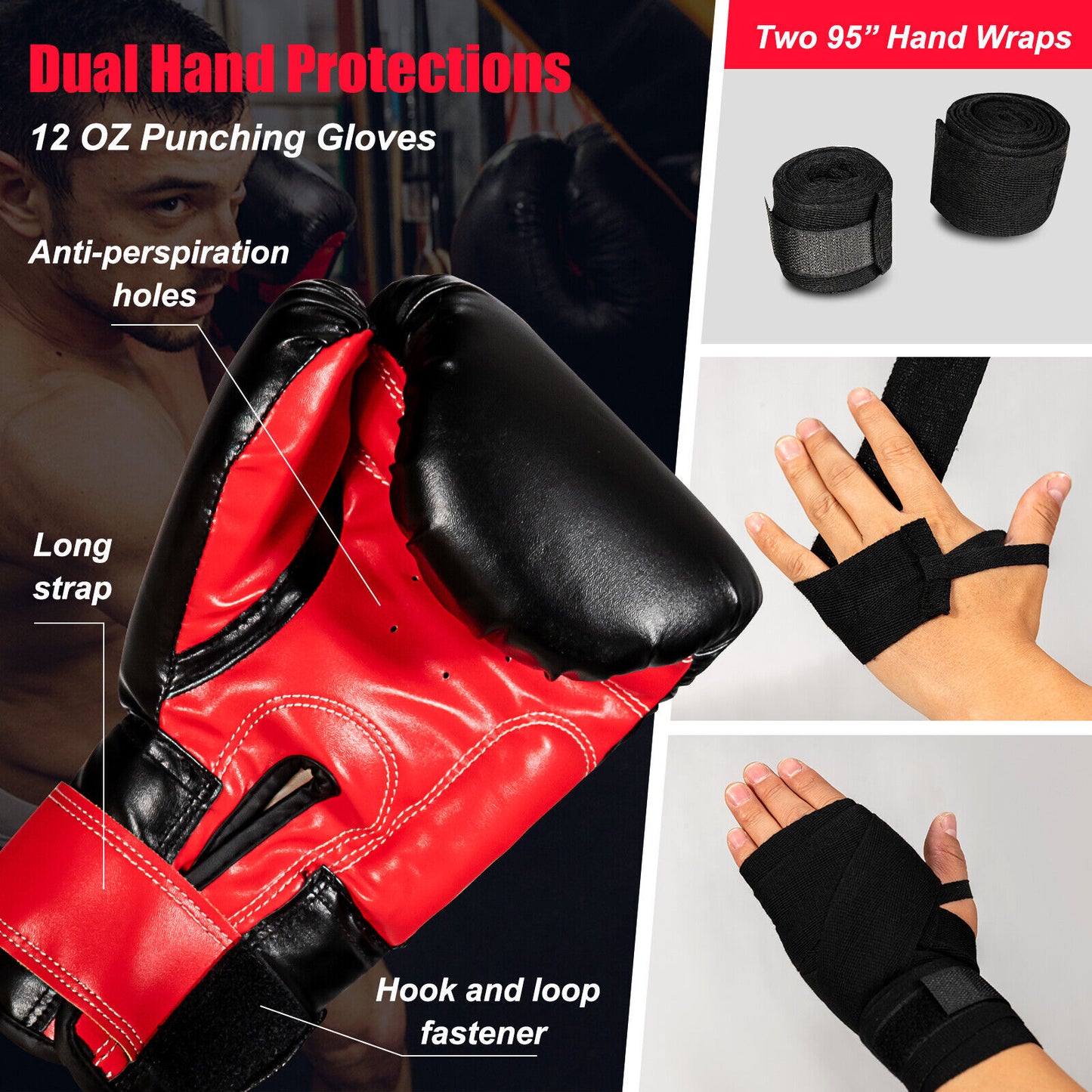 Filled Punching Bag Set With Boxing Gloves, 63 lbs, Black Boxing & Martial Arts at Gallery Canada