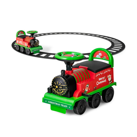 6V Electric Kids Ride On Car Toy Train with 16 Pieces Tracks, Green