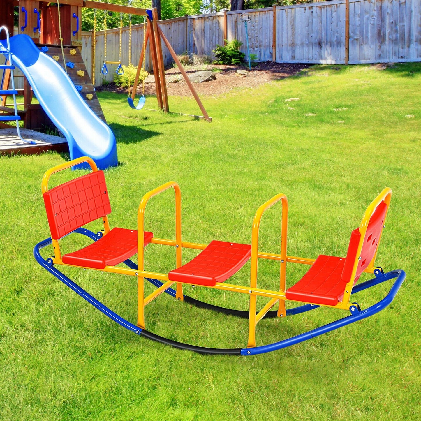 Outdoor Kids Seesaw Swivel Teeter for 3 to 8 Years Old, Red