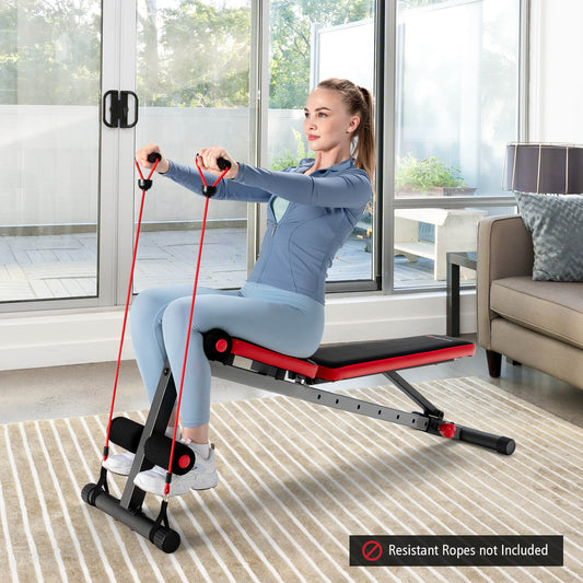 Multi-Function Weight Bench, Adjustable Backrest, Red, Black