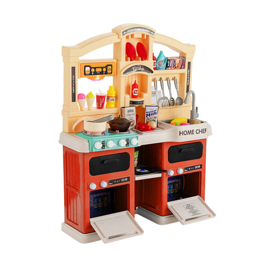 69 Pieces Kitchen Playset Toys with Realistic Lights and Sounds, Orange