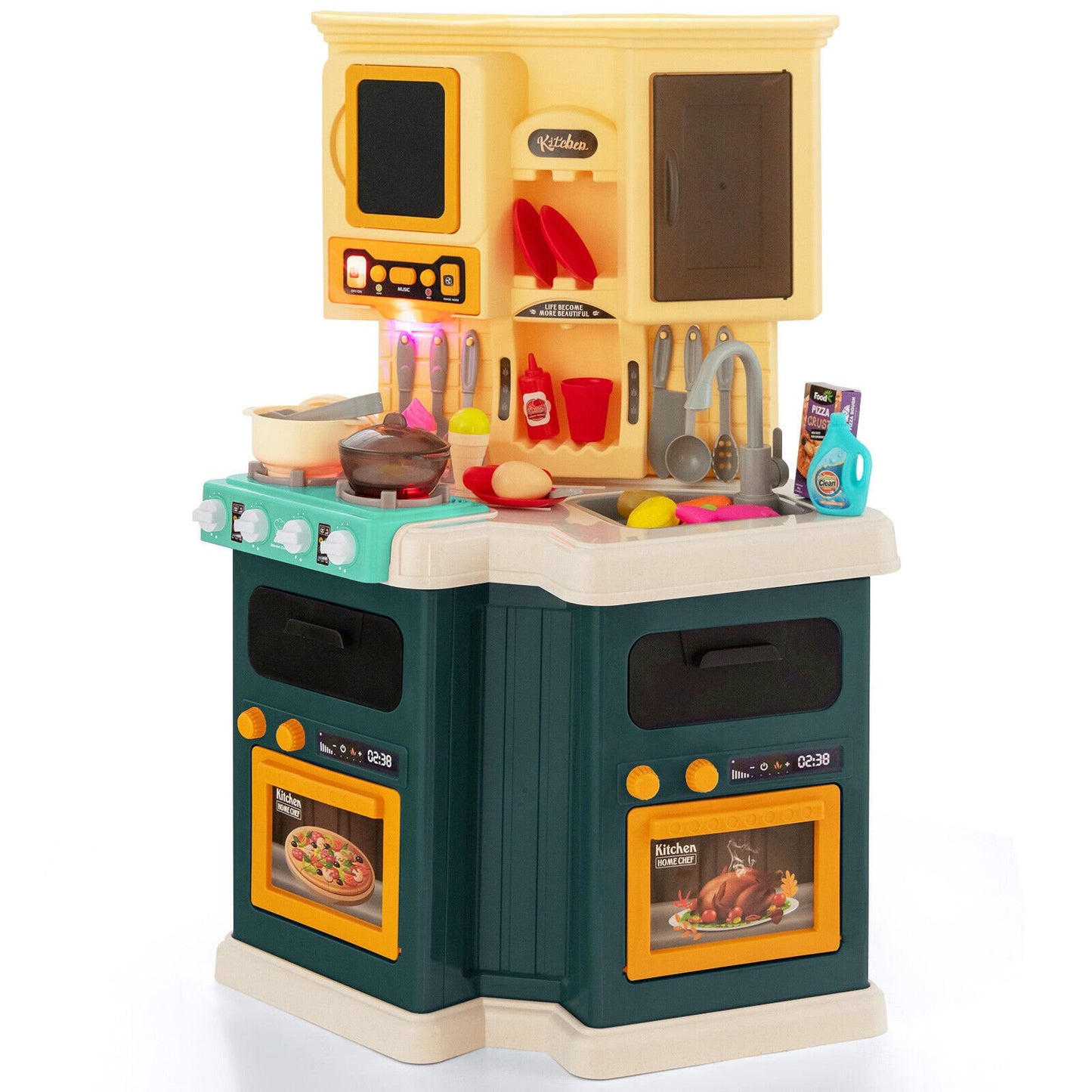 67 Pieces Kid's Kitchen Playset with Vapor and Boil Effects, Green at Gallery Canada