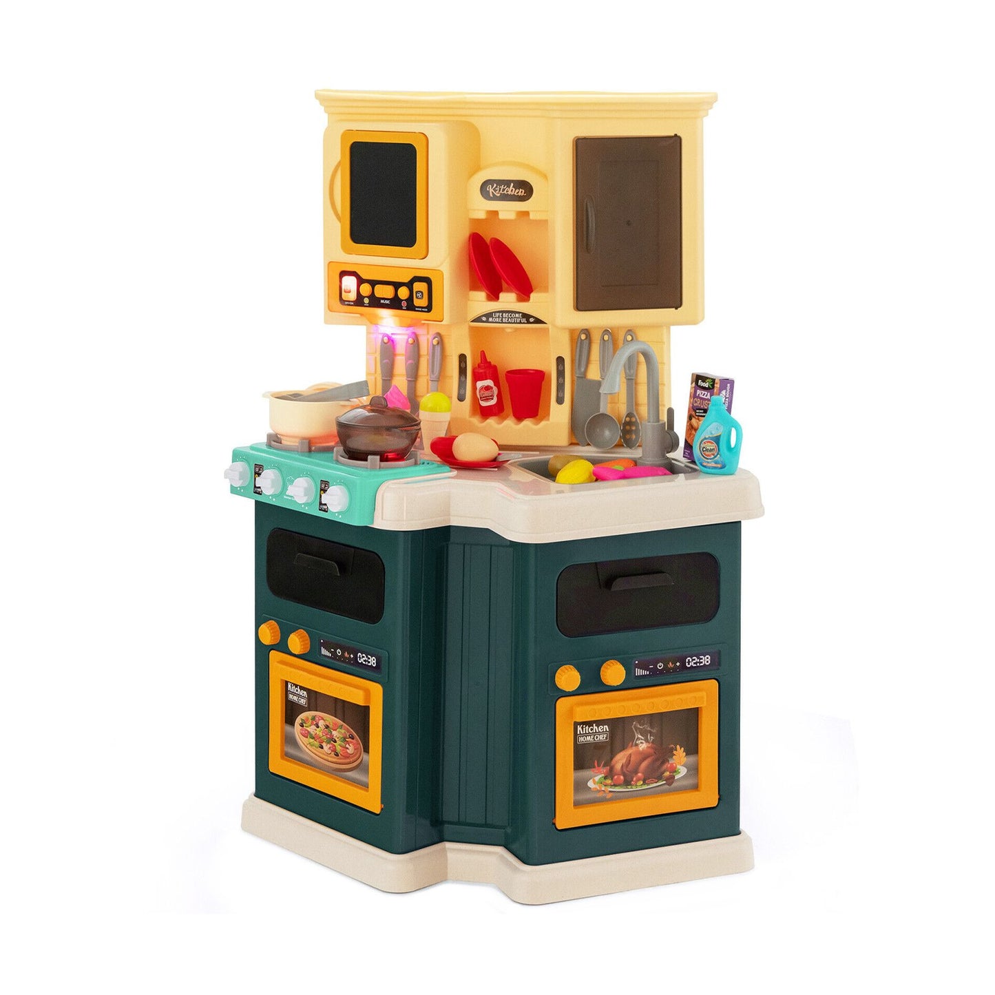 67 Pieces Kid's Kitchen Playset with Vapor and Boil Effects, Green at Gallery Canada