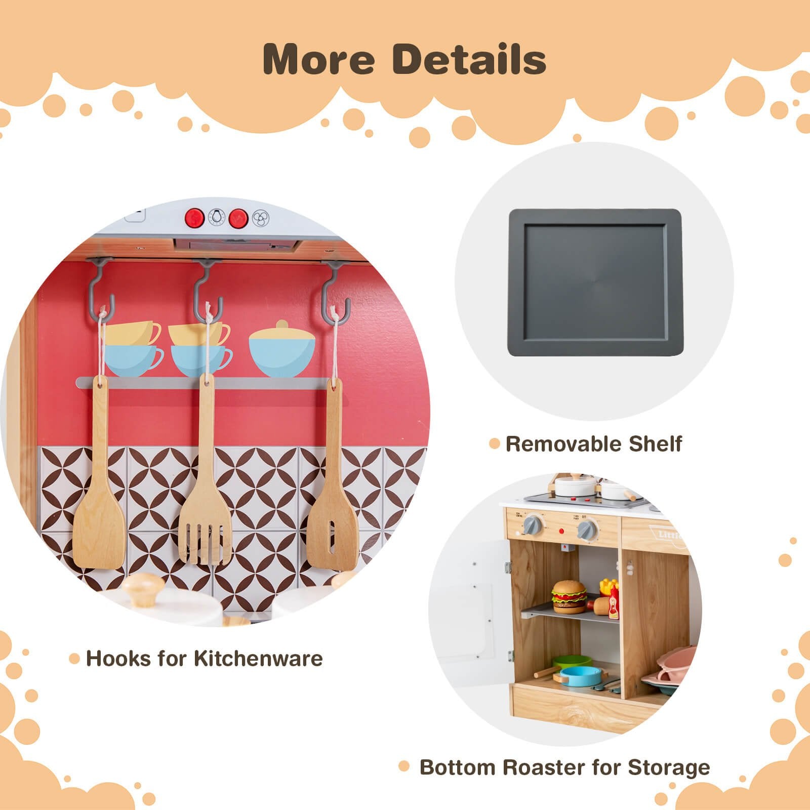 Multi-Functional Wooden Kids Kitchen Playset with Lights and Sounds, Multicolor at Gallery Canada