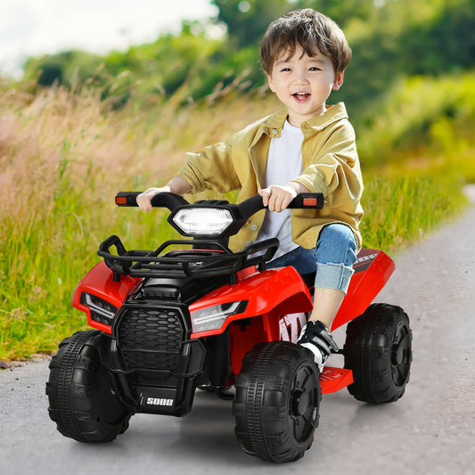 6V Kids ATV Quad Electric Ride On Car, LED Light, MP3, Red