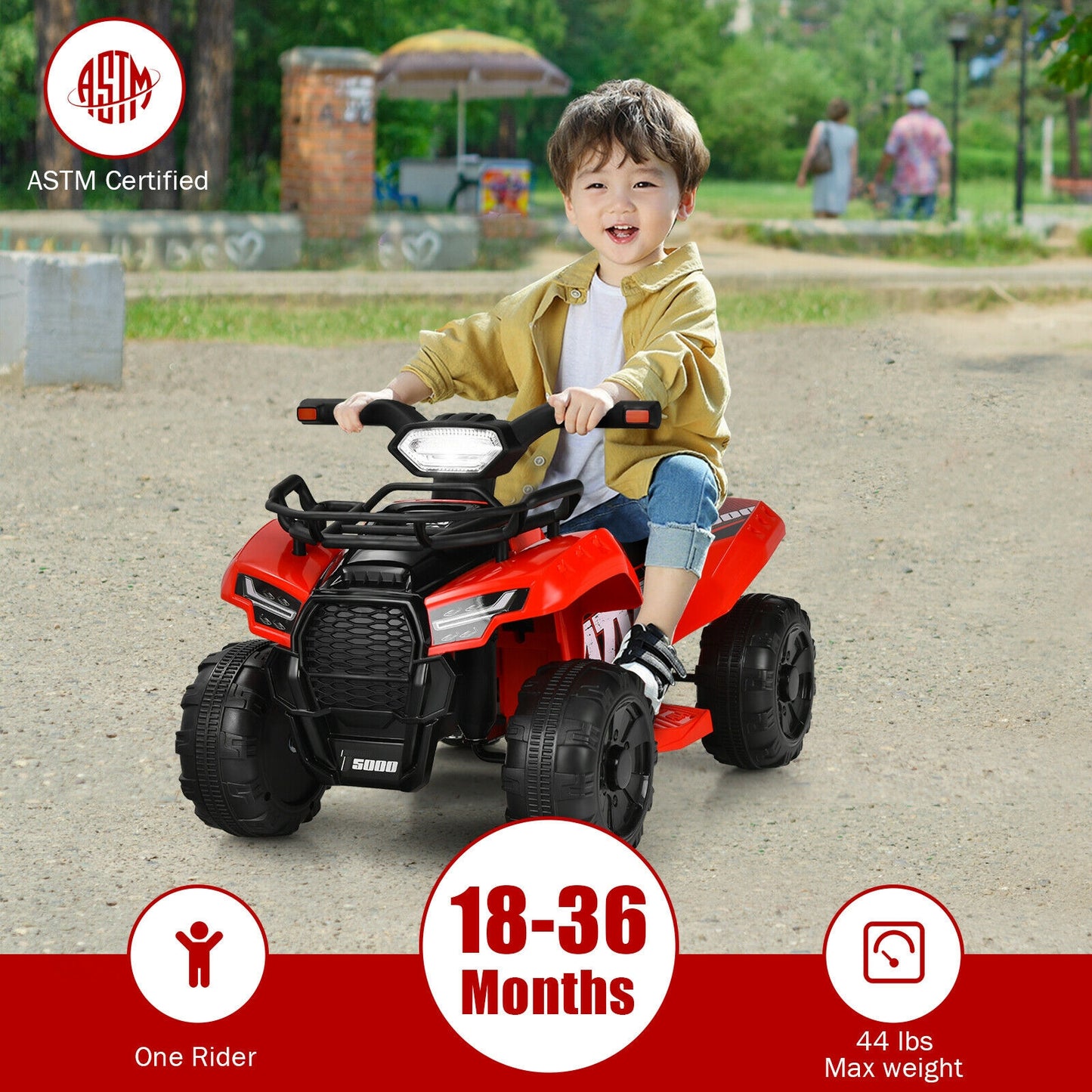 6V Kids ATV Quad Electric Ride On Car, LED Light, MP3, Red Powered Ride On Toys at Gallery Canada
