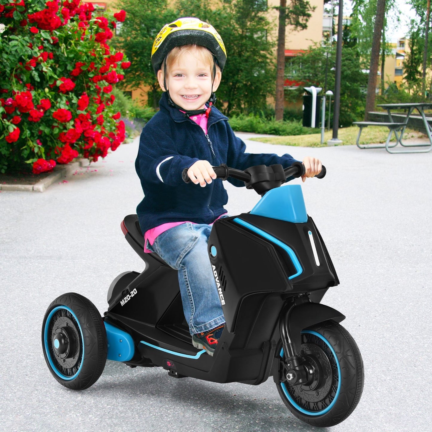 6V 3 Wheels Toddler Ride-On Electric Motorcycle with Music Horn, Black