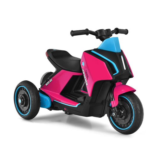 6V 3 Wheels Toddler Ride-On Electric Motorcycle with Music Horn, Pink