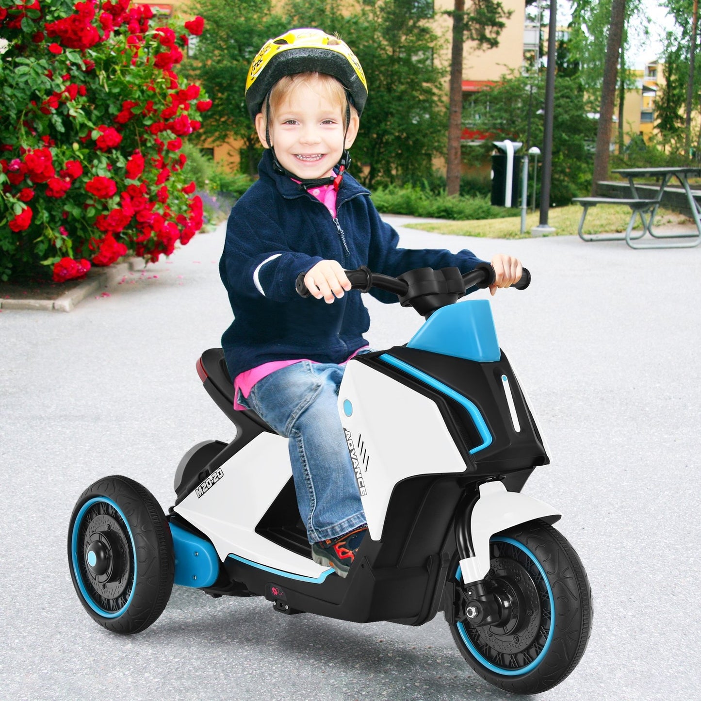 6V 3 Wheels Toddler Ride-On Electric Motorcycle with Music Horn, White