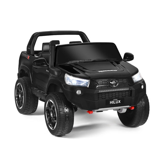 2*12V Licensed Toyota Hilux Ride On Truck Car 2-Seater 4WD with Remote Painted Black, Black