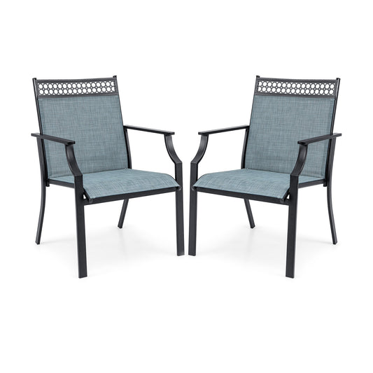 Patio Chairs Set of 2 with All Weather Breathable Fabric, Blue