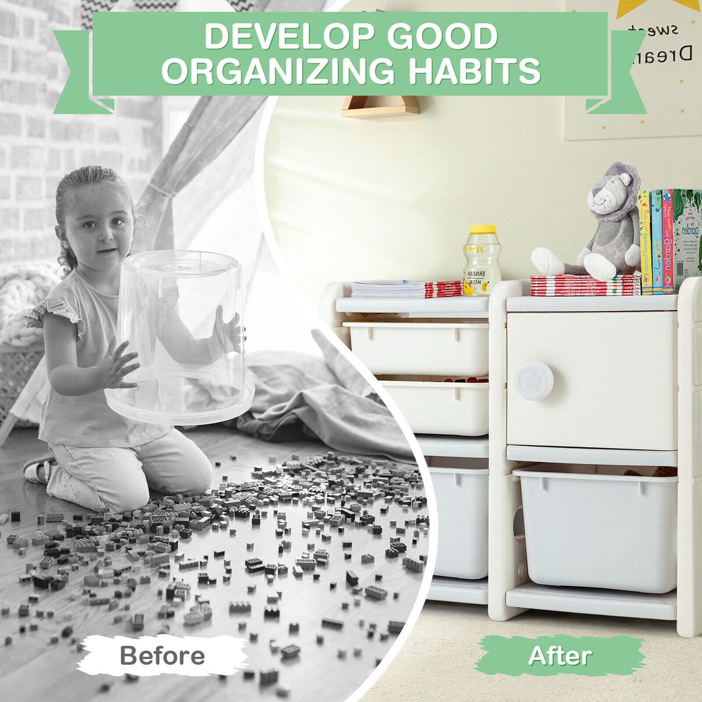 Toddler Truck Storage Organizer, Plastic Bins, Beige Kids Storage at Gallery Canada