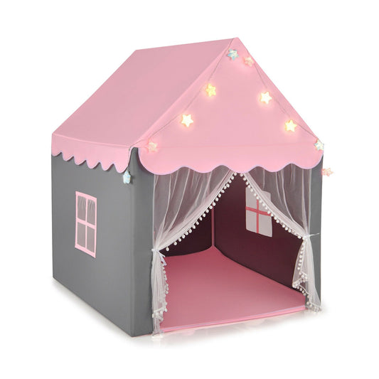 Kids Playhouse Tent with Star Lights and Mat, Pink