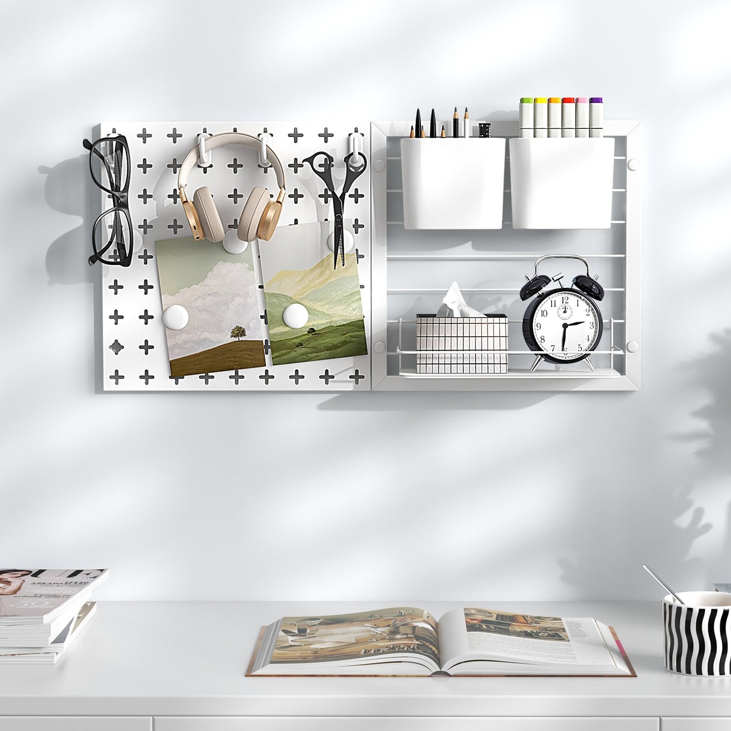 Pegboard Combination Kit Combination Wall Organizer with Magnets and Hooks, White at Gallery Canada