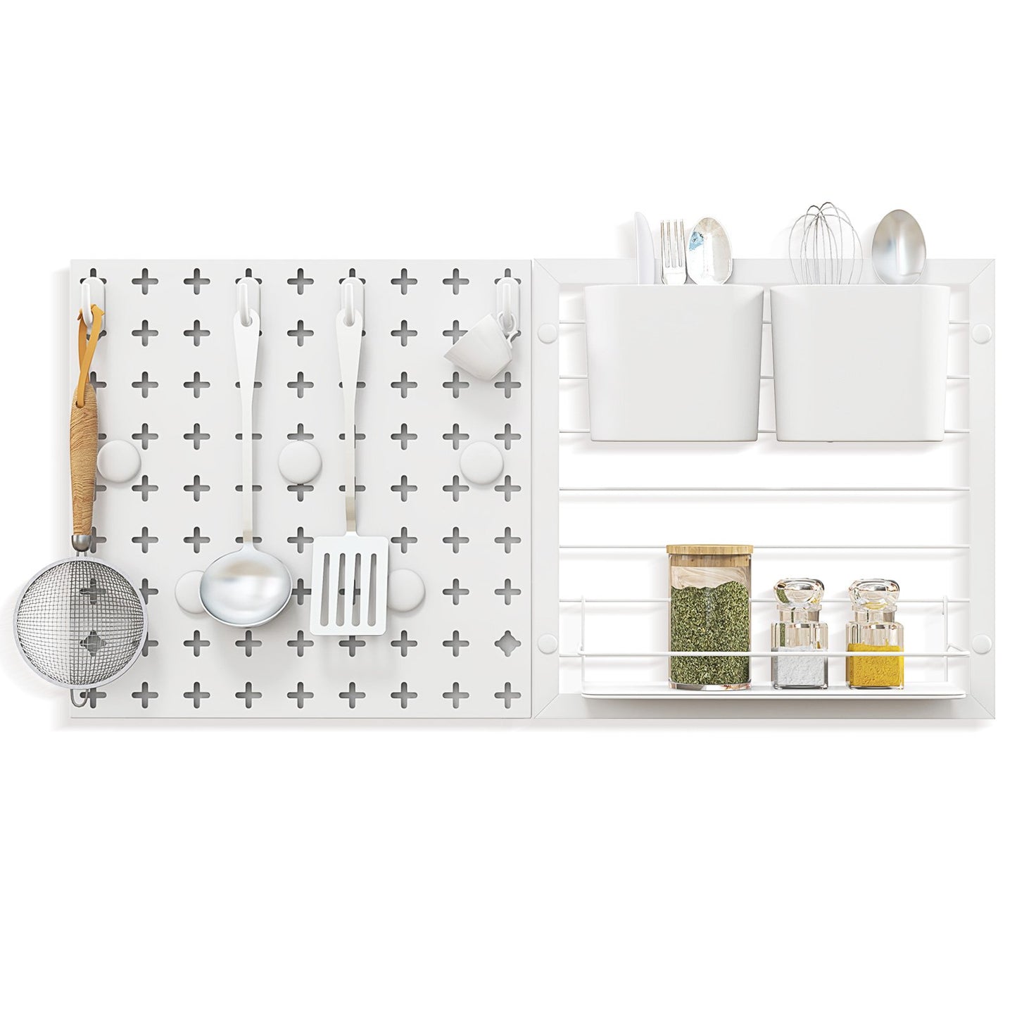 Pegboard Combination Kit Combination Wall Organizer with Magnets and Hooks, White