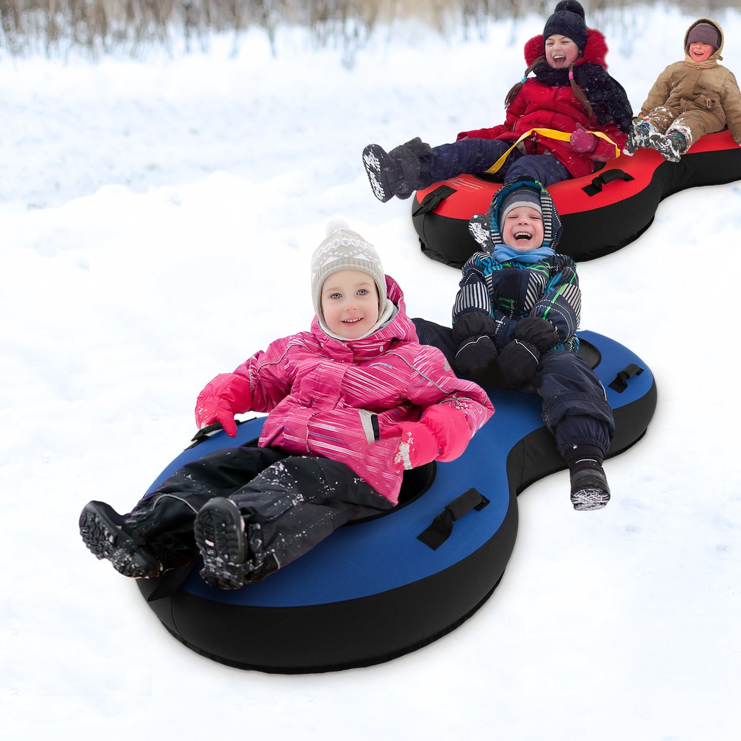 80" 2-Person Inflatable Snow Sled for Kids and Adults, Blue