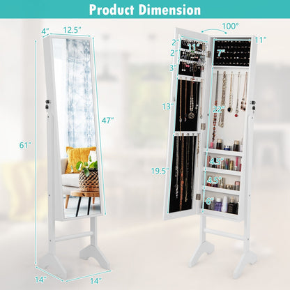 Standing Jewelry Cabinet with Full Length Mirror, White at Gallery Canada