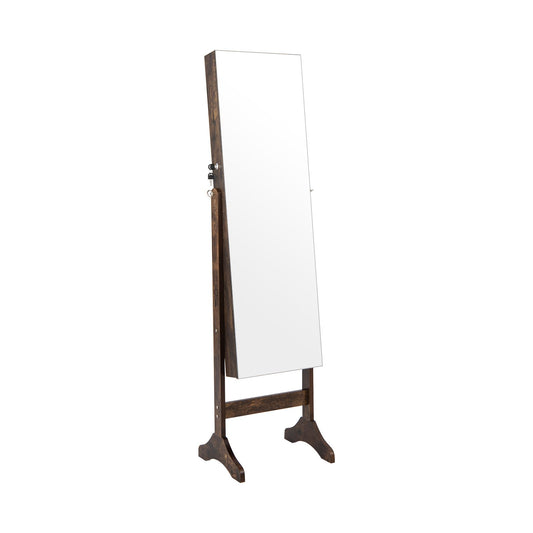 Standing Jewelry Cabinet with Full Length Mirror, Brown