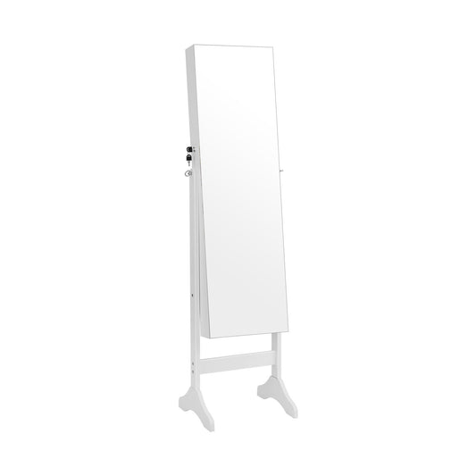 Standing Jewelry Cabinet with Full Length Mirror, White