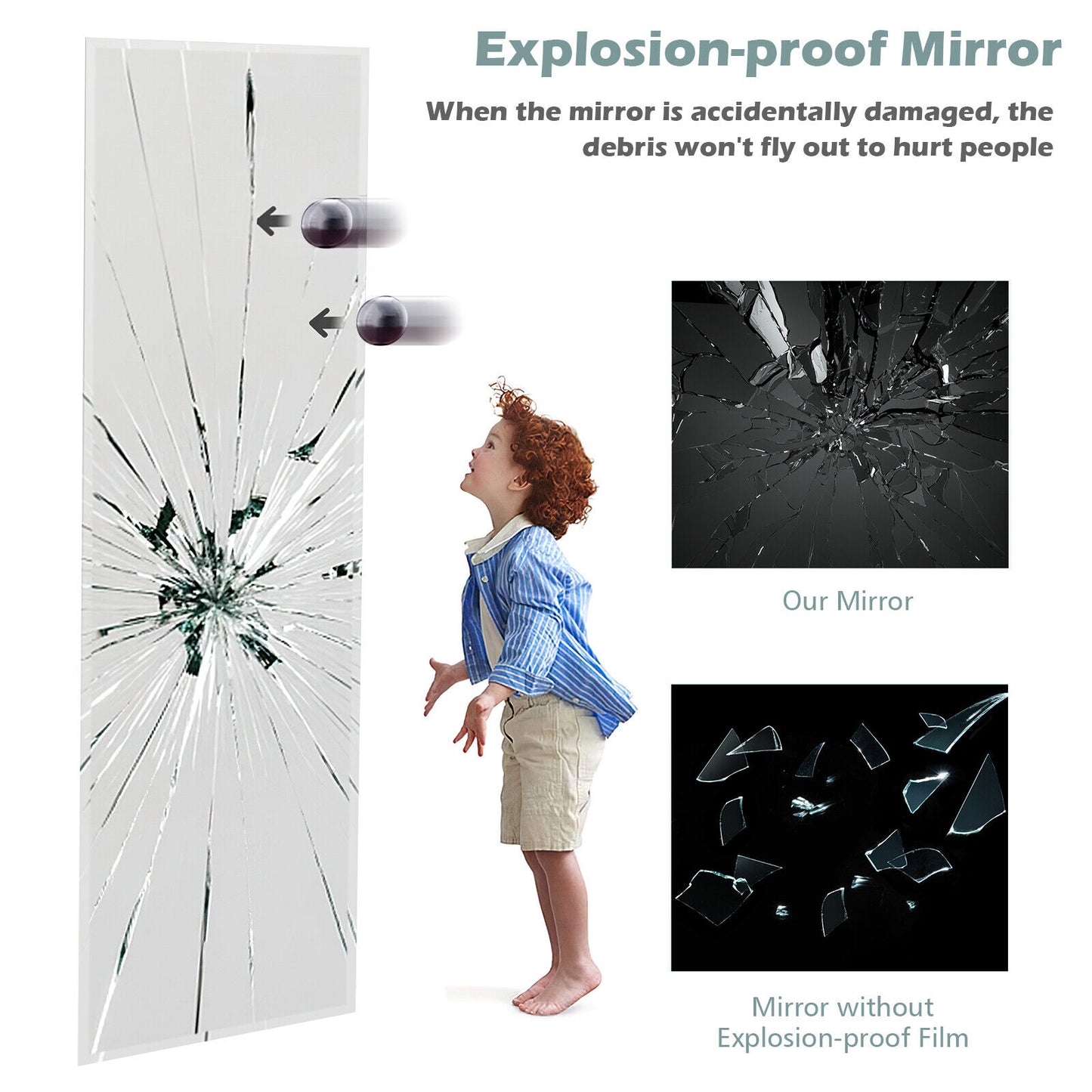 43 x 15 Inch Wall Mounted Frameless Full Length Mirror, Transparent Wall Mirrors at Gallery Canada