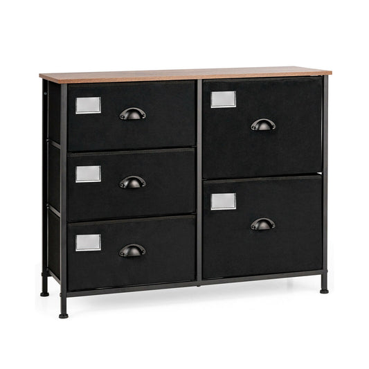 5-Drawer Storage Dresser for Bedroom Closet Entryway, Black