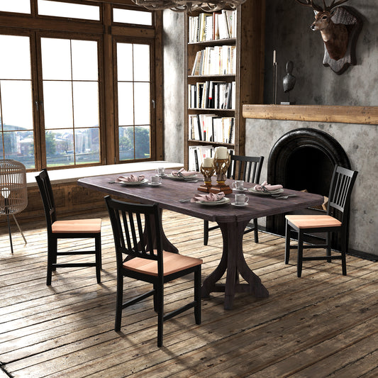 Set Of 4 Dining Chairs, Spindle Back, Wooden Legs, Black Dining Chairs Black at Gallery Canada