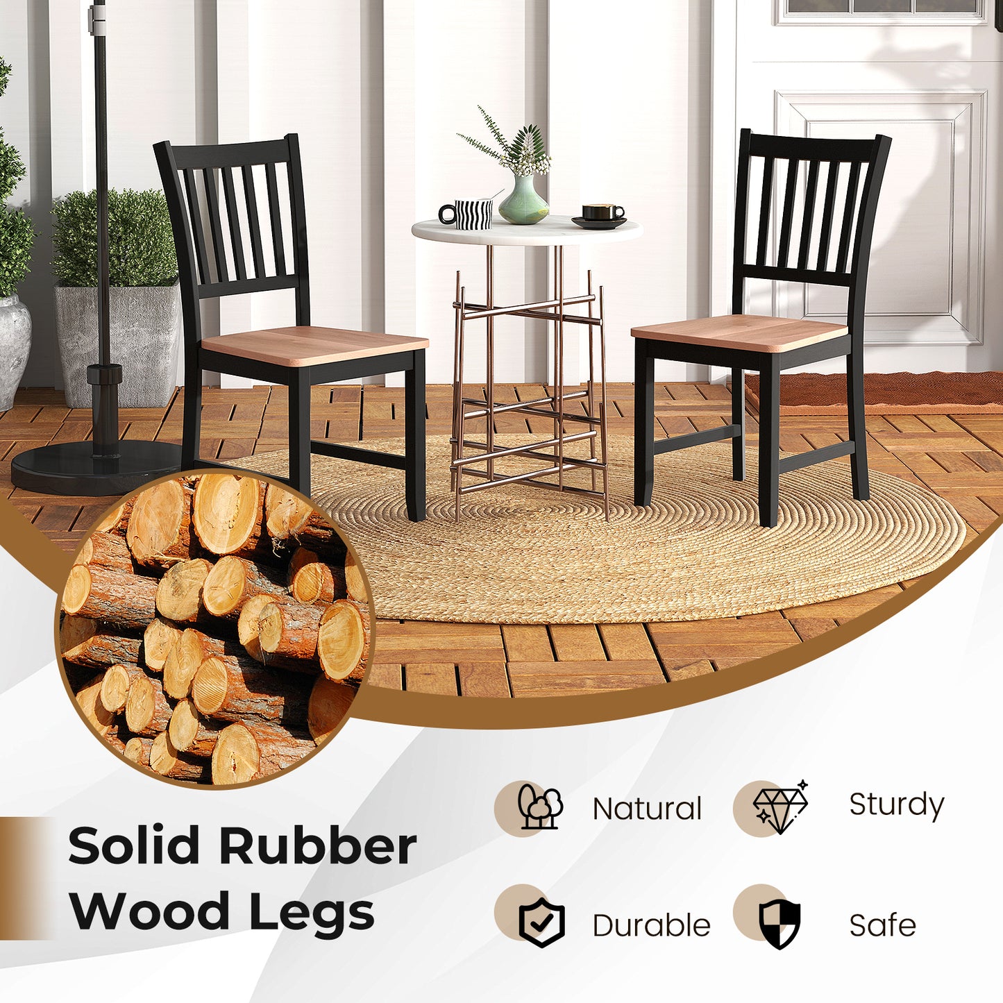 Set Of 4 Dining Chairs, Spindle Back, Wooden Legs, Black Dining Chairs at Gallery Canada
